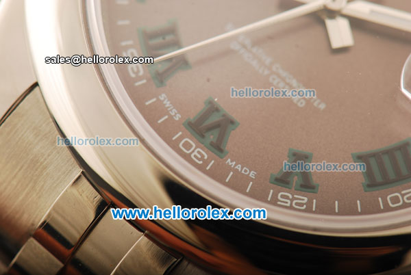 Rolex Datejust II Swiss ETA 2836 Automatic Movement Full Steel with Brown Dial and Roman Numeral Markers - Click Image to Close